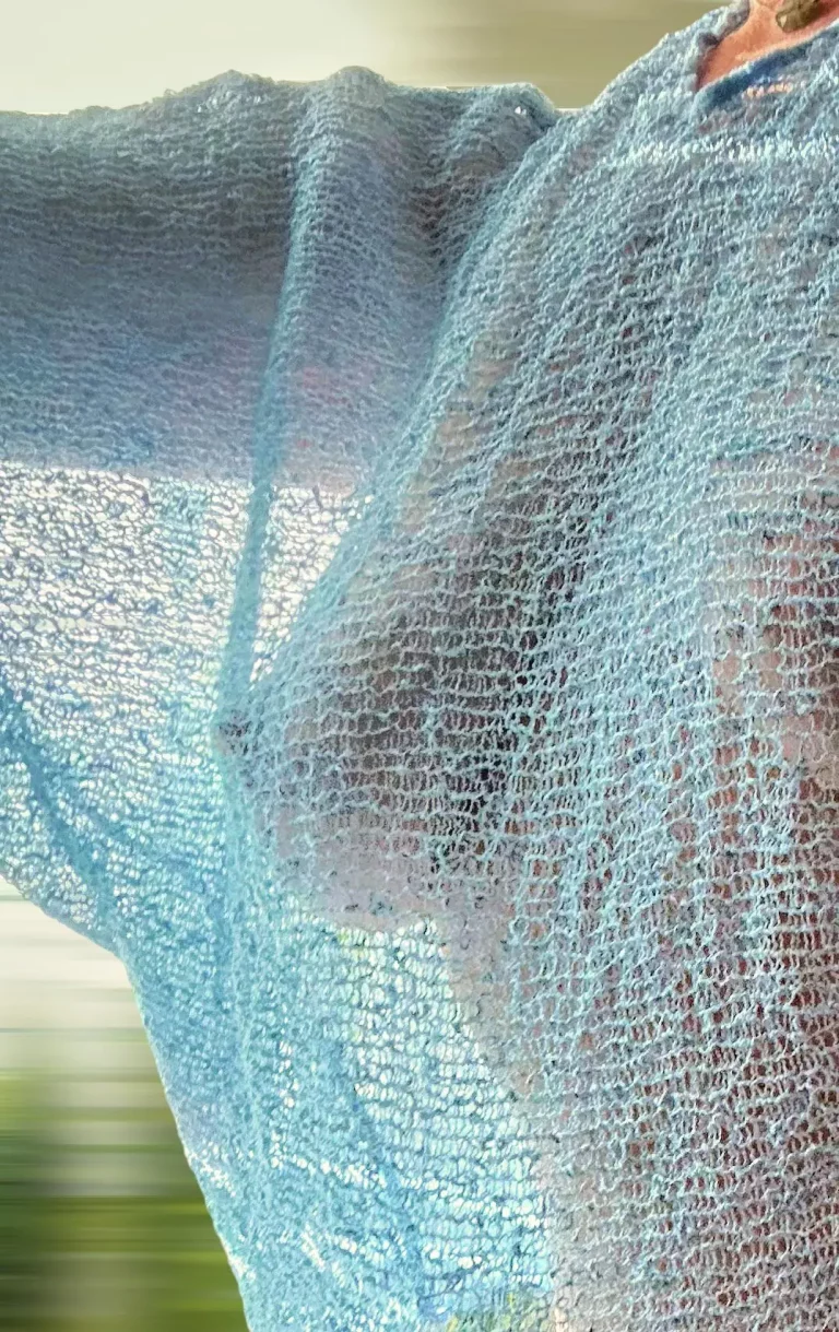 Gauzy Blue Tease: Curves, Delight, and Barely Covered 🔥