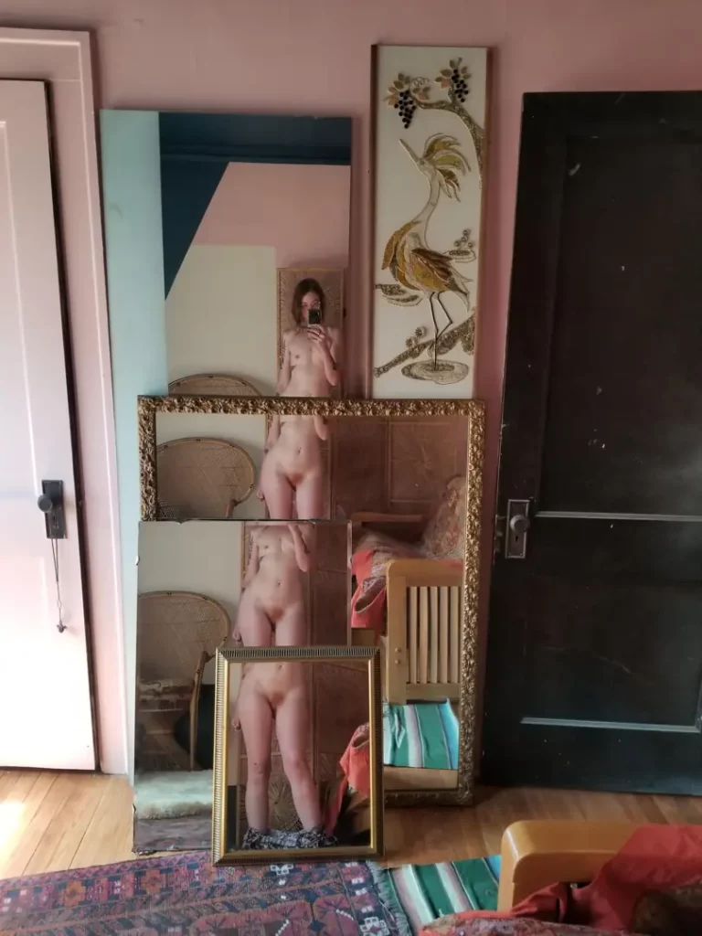 Redhead's Tiny Tits & Artistic Pussy: Mirror, Mirror, Come Get Some!