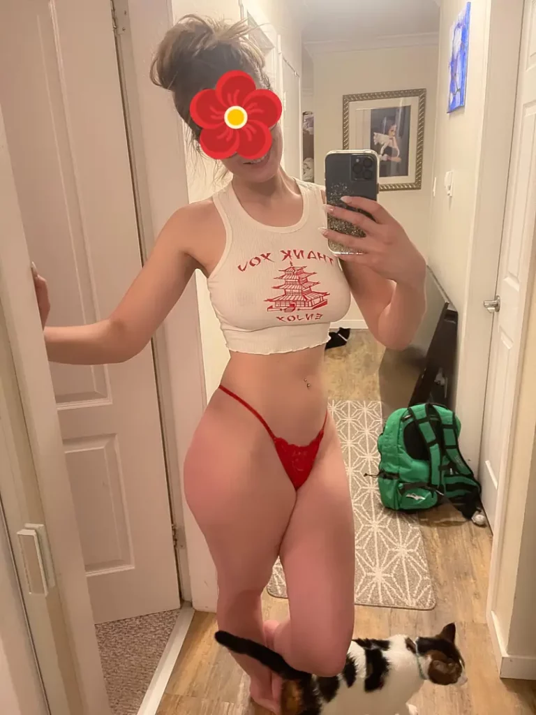 Teeny White Shirt & Red Panties: Kitty & Titties Delight! 🤤