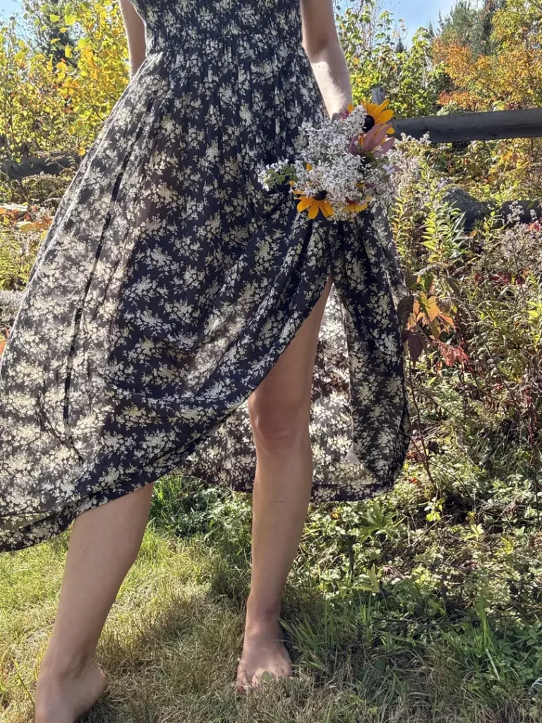 Windy Tease: My Floral Dress Almost Bare, Just For You